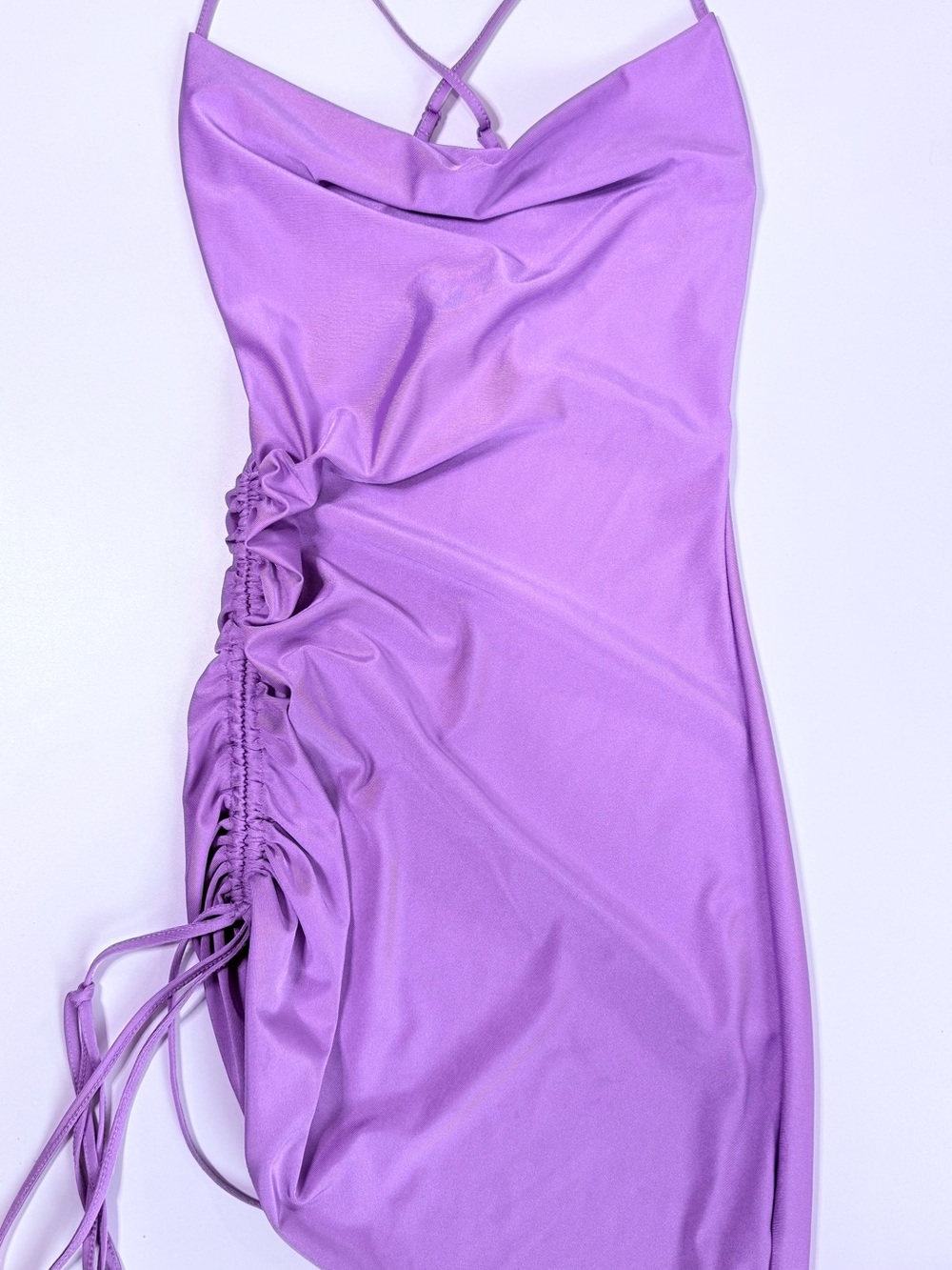 Lilac Ruched Side Slip Dress